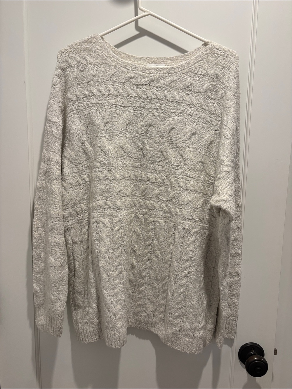 J. Jill Cream Cable-Texture Scoop Neck Sweater